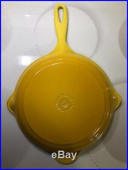 #23 Dijon Yellow LE CREUSET 9.5 Skillet Double Spout EUC Enameled Cast Iron