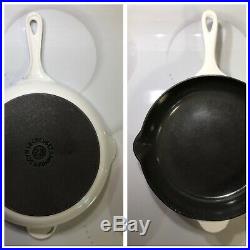 #23 White with Gray Glissemail LE CREUSET Vintage 9 Skillet Double Spout EUC