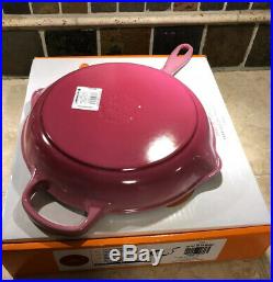 #26 Berry LE CREUSET 10.25 Cast Iron Signature Handle Skillet Ombre Pink NWT