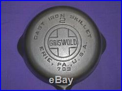 2x #2 Griswold Cast Iron Skillets Smooth Bottom Slant & Block Logo Excellent