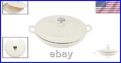 3.3-Quart White Enameled Cast Iron Casserole Skillet Oven Safe Up to 500°F