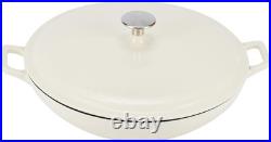 3.3-Quart White Enameled Cast Iron Casserole Skillet Oven Safe Up to 500°F