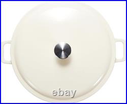 3.3-Quart White Enameled Cast Iron Casserole Skillet Oven Safe Up to 500°F