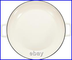 3.3-Quart White Enameled Cast Iron Casserole Skillet Oven Safe Up to 500°F
