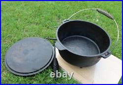 3.75 Litre / 4 Quart Seasoned Cast Iron Dutch Oven with spiral Bail Handle + lid