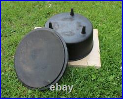 3.75 Litre / 4 Quart Seasoned Cast Iron Dutch Oven with spiral Bail Handle + lid