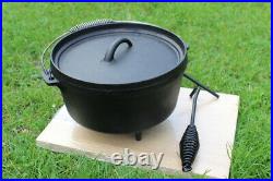 3.75 Litre / 4 Quart Seasoned Cast Iron Dutch Oven with spiral Bail Handle + lid