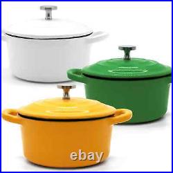 3-PCS Enameled Cast Iron 8.5 Ounce Cast Iron PotMini Pot 5.5''Cast Iron Pot/Lid