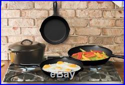 3 Pcs Set Pre-seasoned Cast Iron Skillet Stove Oven Fry Pans Pots Cookware Pan