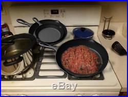 3 Pcs Set Pre-seasoned Cast Iron Skillet Stove Oven Fry Pans Pots Cookware Pan