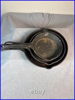 3 Piece Cast Iron Skillet Set Frying Pans Kitchen Cookware