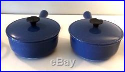 3 VINTAGE COUSANCES (LE CREUSET) ENAMELED, CAST IRON POTS #14 & #18s FRANCE GUC