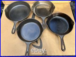 4 Vintage Antique Wagner Ware Sidney O Cast Iron Skillets 1058 3-1056S-Z