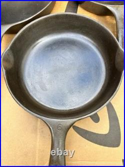 4 Vintage Antique Wagner Ware Sidney O Cast Iron Skillets 1058 3-1056S-Z
