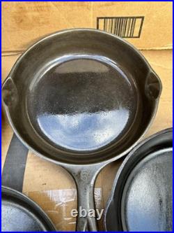 4 Vintage Antique Wagner Ware Sidney O Cast Iron Skillets 1058 3-1056S-Z