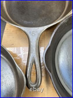 4 Vintage Antique Wagner Ware Sidney O Cast Iron Skillets 1058 3-1056S-Z