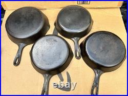 4 Vintage Antique Wagner Ware Sidney O Cast Iron Skillets 1058 3-1056S-Z
