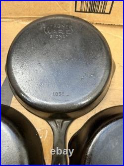 4 Vintage Antique Wagner Ware Sidney O Cast Iron Skillets 1058 3-1056S-Z