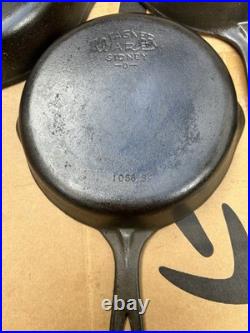 4 Vintage Antique Wagner Ware Sidney O Cast Iron Skillets 1058 3-1056S-Z