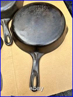 4 Vintage Antique Wagner Ware Sidney O Cast Iron Skillets 1058 3-1056S-Z