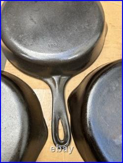 4 Vintage Antique Wagner Ware Sidney O Cast Iron Skillets 1058 3-1056S-Z
