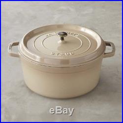 $429 STAUB 7 QT Sesame Round Cocotte Retails New in Box From William Sonoma