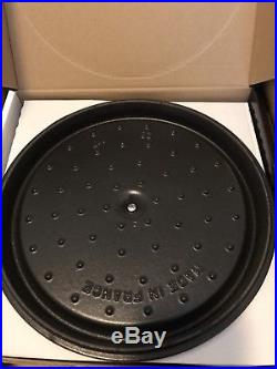 $429 STAUB 7 QT Sesame Round Cocotte Retails New in Box From William Sonoma