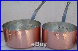 5 Copper Pots / Set Of 5 / From France/cast Iron Handles Made In France