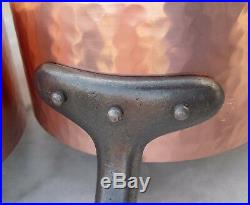 5 Copper Pots / Set Of 5 / From France/cast Iron Handles Made In France