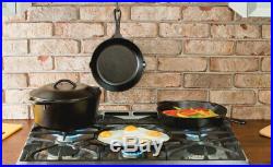 5 Piece Seasoned Cast Iron Cookware Set Skillet Griddle Dutch Oven Kitchen Cook