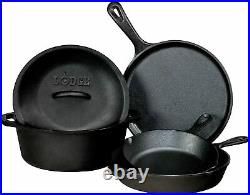 5 Piece Set Pre-Seasoned Cast Iron