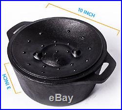 5 Qt Cast Iron Dutch Oven Pre-Seasoned Pot Lid Kitchen Cookware Utopia New Gift