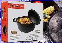 5 Qt Cast Iron Dutch Oven Pre-Seasoned Pot Lid Kitchen Cookware Utopia New Gift