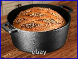 5-Quart Cast Iron Dutch Oven Pre-Seasoned Pot Skillet Lid Food Kitchen Cookware