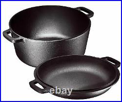 5-Quart Cast Iron Dutch Oven Pre-Seasoned Pot Skillet Lid Food Kitchen Cookware