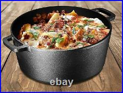 5-Quart Cast Iron Dutch Oven Pre-Seasoned Pot Skillet Lid Food Kitchen Cookware