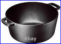 5-Quart Cast Iron Dutch Oven Pre-Seasoned Pot Skillet Lid Food Kitchen Cookware