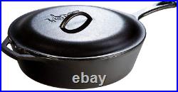 5 Quart Pre-Seasoned Cast Iron Deep Skillet with Lid Signature Teardrop Handle