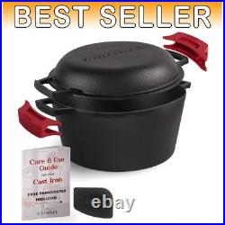 5-Quart Preseasoned Cast Iron Dutch Oven & Skillet Combo Versatile Cooking
