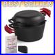 5-Quart Preseasoned Cast Iron Dutch Oven & Skillet Combo Versatile Cooking