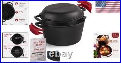 5-Quart Preseasoned Cast Iron Dutch Oven & Skillet Combo Versatile Cooking