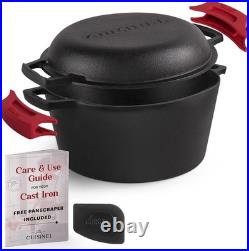 5-Quart Preseasoned Cast Iron Dutch Oven & Skillet Combo Versatile Cooking