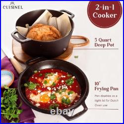 5-Quart Preseasoned Cast Iron Dutch Oven & Skillet Combo Versatile Cooking