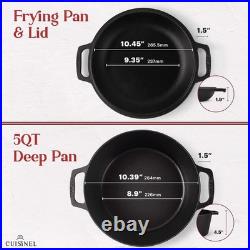 5-Quart Preseasoned Cast Iron Dutch Oven & Skillet Combo Versatile Cooking
