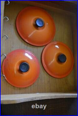 5xLe Creuset Five Pan Set Orange Cast Iron Saucepans Pots Wi Lids /walBox France