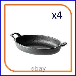 6-3/4 x 4-1/2 Oval Cast Iron Frying Pan / Skillet with Handles (4 Skillets)