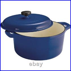 6.5 Qt DUTCH OVEN Enameled Cast Iron Round Kitchen Cookware Oven-safe Blue