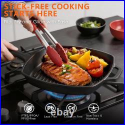 6 Piece Pre-Seasoned Cast Iron Cookware Set Incl. 5QT Dutch Oven with Lid, 8'