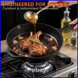 6 Piece Pre-Seasoned Cast Iron Cookware Set Incl. 5QT Dutch Oven with Lid, 8'