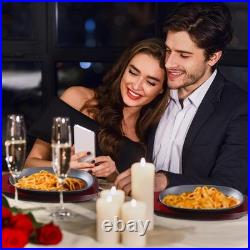 6 Pieces Oval Cast Iron Fajita Skillet Pan Set Small Sizzling Steak Plate with W